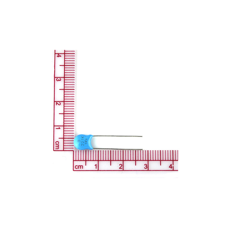 高压瓷片电容1KV221K 脚距P5mm 片径5.3mm 精度10% 221K/1KV 热销