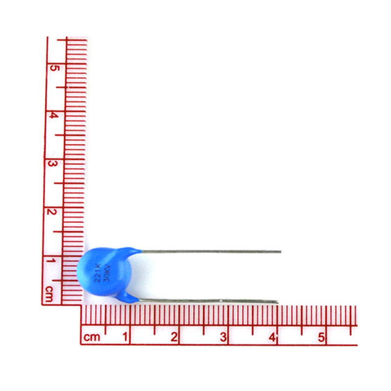 蓝色高压瓷片电容221K/30KV 220PF 片径10.6mm 30KV221K 材质Y5T